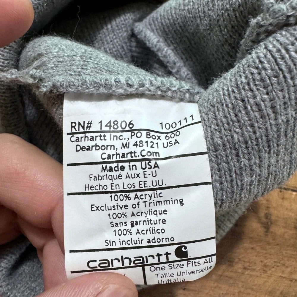 Carhartt Beanie Kids OSFA Heather Gray Solid Logo Patch Watch Hat USA Made
